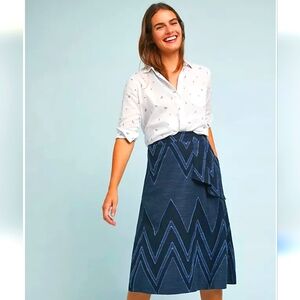 Anthropologie Textured Chevron Midi Skirt